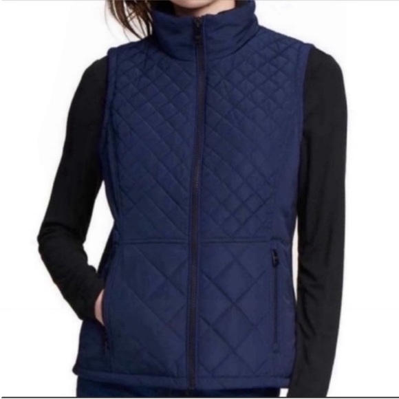 Women’s Navy Andrew Marc Quilted Zip Up Vest Size Medium - Picture 1 of 9